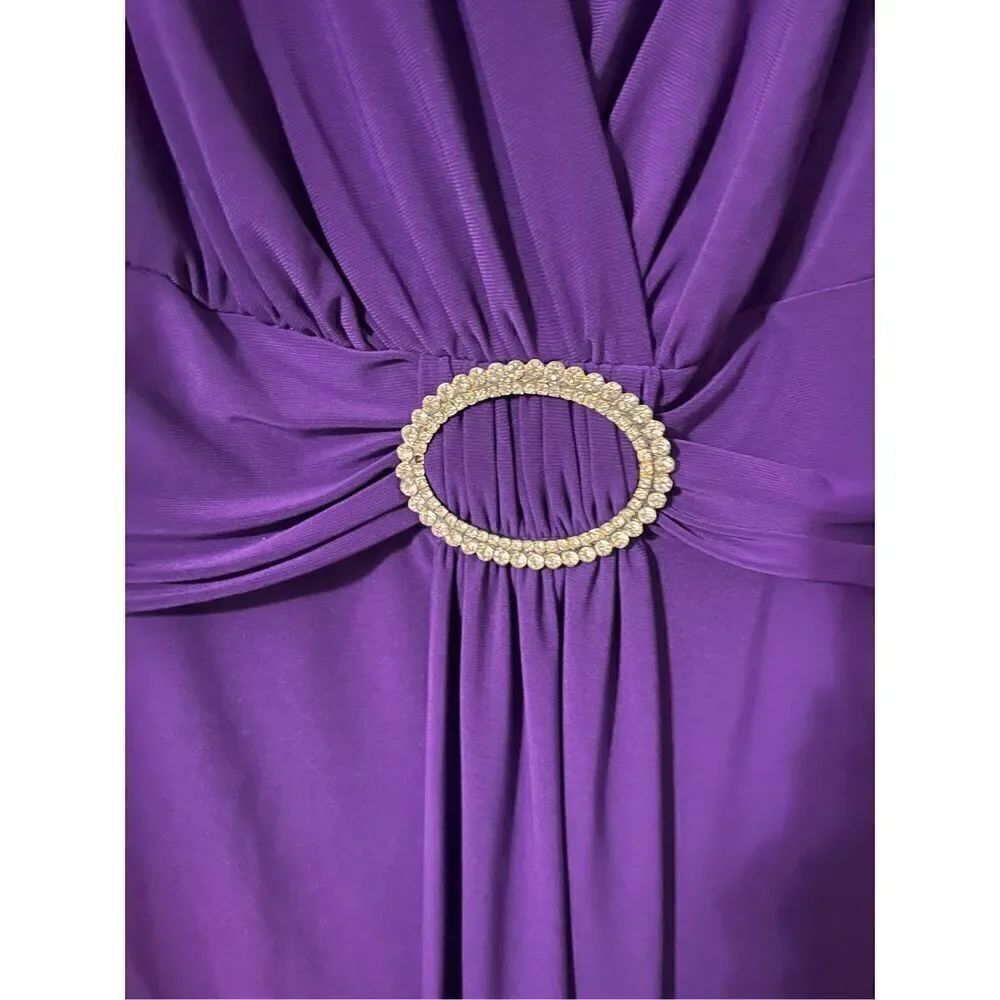 R&M Richards Women's 20W Faux Wrap Cocktail Dress Royal Purple Semi Formal Party - Picture 7 of 11